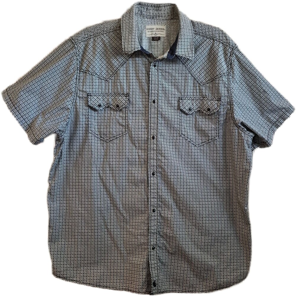 Cody James Mens Shirt Size 4X Black White Western Comfortable Short Sleeve Snaps